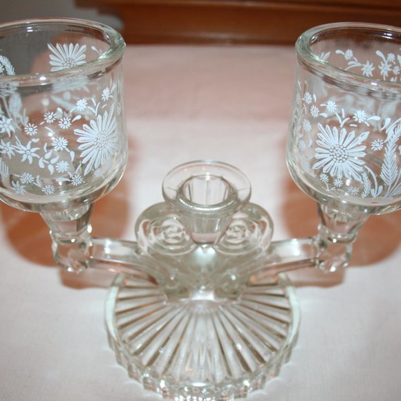 Reduced! 3 LIGHT CANDLESTICK - Cosmos Clear by Jeannette (6pcs) - Picture 3 of 9